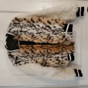 faux fir animal print bomber jacket